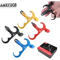 3 Finger Archery Release Compound Bow Release 360° Rotation Head Aluminum Alloy Thumb Trigger Caliper Hunting Shooting