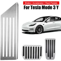Für Tesla Modell 3Y 2017-2024 Aluminium Fußpedal Abdeckungen Set Dead Pedal Abdeckung Rutschfeste Brems Gaspedale Auto Zubehör