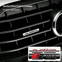 1Pc Quattro Sline Logo Auto Front Grille Emblem Metal Car Badge Sticker For Audi Sline A3 A1 A4 A6 A5 B7 C7 A7 A8 C6 Q2 Q3 Q5 Q7