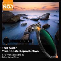 K&F CONCEPT True Color Variable ND2-32 (1-5 Stops) and CPL Circular Polarizing Filter 2 in 1 Filter for Camera Nano-X Series