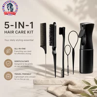 4-Piece Hair Styling Comb Set - Includes Rat Tail Edge Brush & Smooth Black Brush Barber Styling Tools for All Hair Types