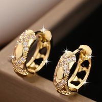 Vintage Gold Color Stainless Steel Hoop Earrings for Women Korean Fashion X Cross Zirconia Earring Engagement Jewelry Gifts