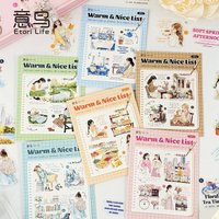 15 Pcs/pack Kawaii PET Stickers Cute Character Daily Life Scrapbooking Journal Decorative Stickers for Planner & Diary