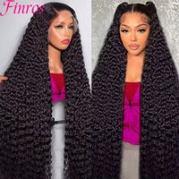 Finros 30 40 Inch 250 Density 13x6 Hd Lace Frontal Wig Water Deep Wave Human Hair Wigs 13x4 Lace Curly Wigs For Black Women 200%