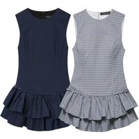 European and American style women's new 2026 grid layered decoration short jumpsuit style dress