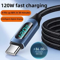 New Upgraded 120W PD Real Time Digital Display Charging Cable USB-A to Type C Data Cord Sturdy Wire for iPhone 17 Xiaomi Samsung