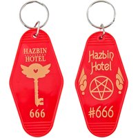 Hhazbin Motel Keychains Hell Pentagram Motel Key Tag 666 Lucifer Acrylic Keyring Fandom Backpack Car Pendant Fans Gift
