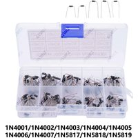 100Pcs 10 Values Rectifier Diode Assorted Kit 1N4001 1N4002 1N4003 1N4004 1N4005 1N4006 1N4007 with Box 1N5817 1N5818 1N5819