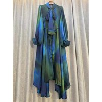New 2024 Autumn Fashion Irregular Party Midi Dress Female long Sleeve Elegant Loose Print Casual Evening Dress For Women