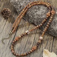 Bohemian Vintage Style Men's Wooden Bead Necklace - Long-Style Neck Jewelry