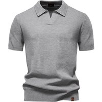 Summer new high-quality pineapple-patterned knitted POLO shirt for men, casual short-sleeved all-match simple top.