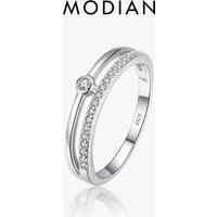 MODIAN 925 Sterling Silver Simple Line Fashion Clear CZ Rings For Women Luxury Jewelry 2024 Wedding Accessories Gift With Box