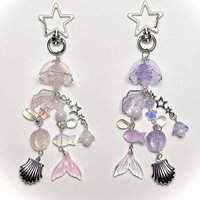 Jellyfish phone chart ocean theme keychain mermaid and conch keychain