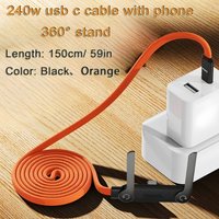 2 in 1 PD240W Type C To Type C Fast Charging Foldable Bracket Cable USB C To USB C Built-in Desktop Holder Wire For iPhone17