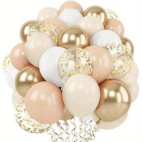 53 Sand White Metallic Gold Nude Cream Neutral Bohemian Balloons with Gold Sequined for Baby Pies Bride's Birthday Wedding Pies