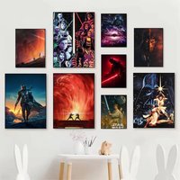 Popular Movie S-Star Cartoon W-Wars Posters Self Adhesive Waterproof Ideal For Living Room Bedroom Bar Decoration