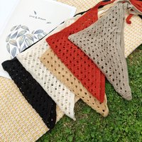 Summer Knitted Crochet Head Scarf Hollow Crochet Bandanas Vintage Triangular Scarf Headbands Hair Accessories for Girls Women