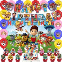 Paw Patrol Birthday Decorations Set - Happy Birthday Banner Balloons Cake Topper Cupcake Backdrop Kids Birthday Party Supplies