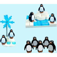 Penguin Building Blocks Set - MOC Glacier Animal Toys DIY Creative Bricks, Mini Snowflake Penguin Arctic World Playset