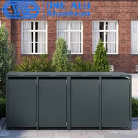 Galvanized steel 60L outdoor trash can saves space and opens the top garden garbage storage shed for easy use