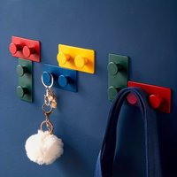 4pcs color home decoration hook set Practical hooks Creative Lego style hook without punching Multi functional storage tool