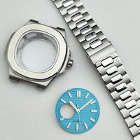 High quality new 43.7mm watch metal case FIT NH35/38 movement sapphire watch box 5Bar watch parts accessories strap Dial Green