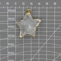 3 PCS 26x30mm Natural Clear Quartz Crystal Star Shape Pendant Gold-plate Necklace Earring Accessories