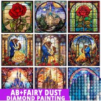 Fairy Dust AB Beauty and the Beast 5D DIY Diamond Painting Cross Stitch Belle Princess Castle Roses Mosaic Home Decor Kids Gift