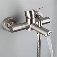 304 Stainless Steel Bathtub Faucet Hot and Cold Water Mixing Valve Bathroom Shower Triple Faucet