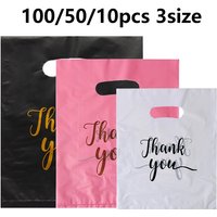50pcs Reusable Plastic Thank You Bags Perfect Gifts Retail Shopping Party Bags Sturdy and Durable Longlasting Use