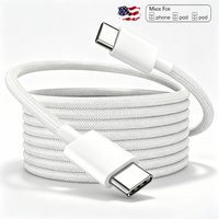 USB C Cable For iPhone 17 16 15 Pro Max 60W Fast Charging Cord For Apple MacBook iPad Type C Nylon Mobile Phone Charger Cable