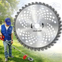 Lawn Mower Blade 230mm 40T Brush Cutter Blade 25.4mm Bore Sharp Blade For Grass Trimmer Brush Cutter Garden Tool Replacement