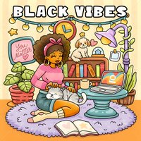 BLACK VIBES girl Coloring Book -Thick Paper for Adults Teens - Stress Relief Creative Cute Drawing Book DIY Gift Idea