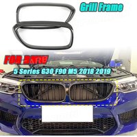 JCYECF For BMW 5 Series G30 F90 M5 2018 2019 Car Front Grill Frame Dry Carbon Fiber Middle Grille Cover Exterior Decoration