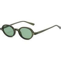 SO&EI Fashion Small Oval Sunglasses Rivets Women Shades UV400 Vintage Punk Men Candy Color Sun Glasses