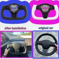 For Yoke Tesla Model 3 Model Y Universal Sports Steering Wheel Carbon Fiber Classic White Accessories Leather Steering Handle image 4