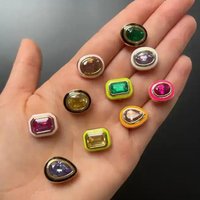 Mode Neon Emaille Rosa Herz Rechteck Anhänger Halskette Bunte Geometrische CZ Perlen Tennis Kubanischen Kette Bling Frauen Schmuck