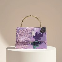 New Arrival Bucket Design Random Pattern Women's Floral Pattern Clutch Bag Purple Color Sequines Women Evening Bags Envelope
