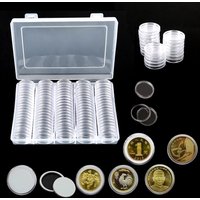 100 Stück Münzbox, transparent, 30 mm, rund, Münzhüllen, Aufbewahrungskapseln, Vitrinen, Schutz, Organizer, Sammlerstücke, Geschenke, Halter