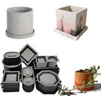 Large Flower Pot Silicone Molds Cement Planters Gypsum Pen Holder Mold Terrazzo Candle Vessel Round Mold Cement Crafts Molds