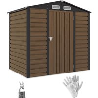 6.2 X 4.3ft Garden Metal Shed with Ventilation Slots for Garden, Patio, Oak