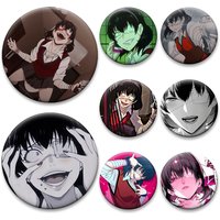 Anime Kakegurui Badge Cartoon Girl Lapel Pins 32/44/58mm Midari Midari Ikishima Round Brooches for Backpack Accessories Gifts