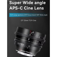 7artisans APS-C 12mm T2.9 Large Aperture Camera Cine Lens for Humanities Photography with Sony E Fujifilm XF Nikon Z RF M43 L