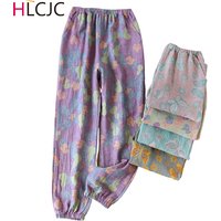 Spring Summer New Women Sleep Bottoms Pajama Pants Soft Cotton Lounge Trousers Elastic Waist Thin Home Style Nightwear Home Pant