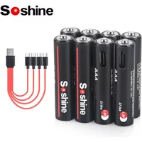 Soshine Aaa 1.5V 1100mWh Lithium Batteries USB Li-ion AAA Rechargeable Battery with 4-in-1 USB Cable for Flashlight Camera Toys