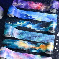 Journal GO 5x200cm Starry Dreams Laser Silver Starry Sky Washi Tape Journal Scrapbooking Aesthetic Masking Tape Stationery