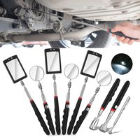 Car 360° Inspection Mirror LED Light Telescoping Mirrors Extend Mechanic Tools with Magnetic Pickup Tool Automotive Repairs Tool