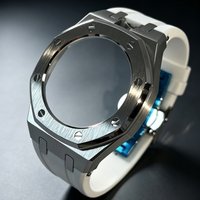 Umbau-Set für die Konvertierung einer Taschenuhr in eine Armbanduhr, passend für Swatch Royal POP, Gehäuse aus Edelstahl mit Gummi- und Stahlarmband.