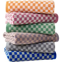 1/5/10pcs Checked Cotton Towels Set 34x74cm/70x140cm Hotel Quality Luxurious Bathroom Towels for Adults Gift Face Towels