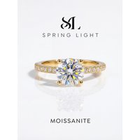 1-2ct Real Moissanite Diamond Gemstone Wedding Ring 925 Sterling Silver Engagement Rings for Women Gift Fine Jewelry